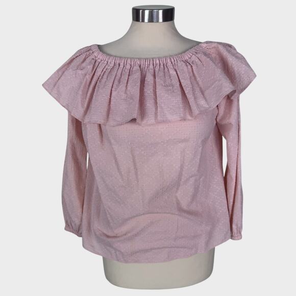 MICHAEL Michael Kors XS Peach Pink Hobnail Off Shoulder 3/4 Sleeve Shirt - Picture 2 of 10